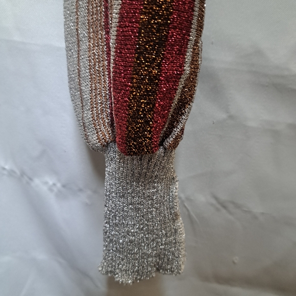 VTG Organically Grown By Arpeja Women's Striped Metallic Dolman Sleeve Top Sz L - Picture 7 of 15